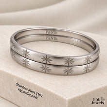 Load image into Gallery viewer, Stainless Steel 316L 18ct Gold Plated Silver Fili Bangles Set of 2 Waterproof