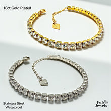 Load image into Gallery viewer, 18ct Yellow Gold Plated and Stainless Steel Tennis Bracelet