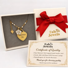 Load image into Gallery viewer, 18ct  Gold Plated on Stainless Steel 316L Inhobbok Ma Nanna Heart Pendant with Flower Charm Necklace Included