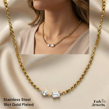 Load image into Gallery viewer, 18ct Gold Plated Stainless Steel Necklace with Cubic Zirconia