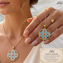 Load image into Gallery viewer, Maduma Gold Plated on Stainless Steel 316L Maltese Cross Tile Pendant Including Necklace Turquoise and Red