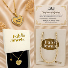 Load image into Gallery viewer, 18ct Gold Plated on Stainless Steel 316L ‘Inhobbok Ma’ or ‘Inhobbok Nanna’ Heart Pendant with Inlaid Cubic Zirconia Necklace Included
