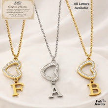 Load image into Gallery viewer, Stainless Steel 316L Drop Necklace with Personalised Initial and Heart