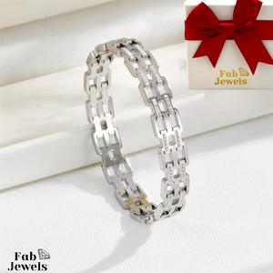 18ct Yellow Gold Plated Stainless Steel Stylish Bangle with Cubic Zirconia