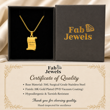 Load image into Gallery viewer, Stainless Steel 316L 18ct Gold Plated Engraved Inhobbok Nannu Scroll Pendant with Necklace