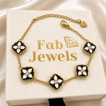 Load image into Gallery viewer, Midnight Bloom Flower Bracelet Stainless Steel 316L Waterproof 18ct Gold Plated