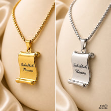 Load image into Gallery viewer, Stainless Steel 316L 18ct Gold Plated Engraved Inhobbok Nannu Scroll Pendant with Necklace