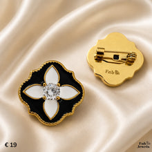 Load image into Gallery viewer, Midnight Bloom 18ct Gold Plated Stainless Steel 316L Flower Brooch