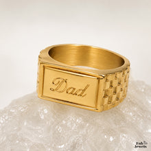 Load image into Gallery viewer, 18ct Gold Plated Stainless Steel  316L Dad Signet Ring Waterproof