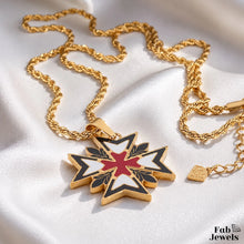Load image into Gallery viewer, 18ct Gold Plated on Stainless Steel 316L Knights of Malta Set Pendant Hypoallergenic Stud Earrings Rope Chain and Bangle