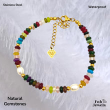 Load image into Gallery viewer, Natural Gemstones Set Fresh WaterPearls with Stainless Steel Gold Plated Clasp Necklace Matching Bracelet Waterproof