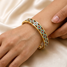 Load image into Gallery viewer, 18ct Gold Plated Stainless Steel 316L Maduma Maltese Cross Tile Bangle