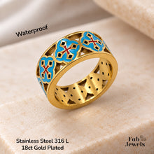 Load image into Gallery viewer, Maduma 18ct Gold Plated on Stainless Steel 316L Maltese Cross Tile Ring