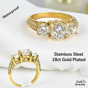 Highest Quality Gold Plated on Stainless Steel Trilogy Waterproof Ring Never Fade