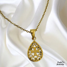 Load image into Gallery viewer, 18ct Gold Plated on Stainless Steel Maltese Cross Drop Pendant Modern Baroque Necklace Included