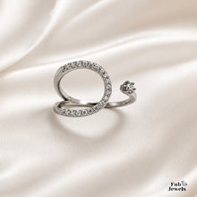 Load image into Gallery viewer, 18ct Gold Plated Stainless Steel  316L Open Halo Adjustable Ring with Inlaid Cubic Zirconia Waterproof