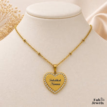 Load image into Gallery viewer, 18ct Gold Plated on Stainless Steel 316L ‘Inhobbok Ma’ or ‘Inhobbok Nanna’ Heart Pendant with Inlaid Cubic Zirconia Necklace Included