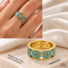 Load image into Gallery viewer, Maduma 18ct Gold Plated on Stainless Steel 316L Maltese Cross Tile Ring