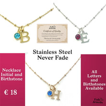 Load image into Gallery viewer, Stainless Steel Silver / Yellow Gold / Rose Gold Plated Initial Birthstone Charms Including Necklace