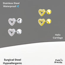 Load image into Gallery viewer, Stainless Steel 316L Hypoallergenic Gold Plated Surgical Steel Stud Earrings Piercing Heart Crown