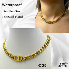 Load image into Gallery viewer, 18ct Gold Plated on Stainless Steel CD Necklace Choker