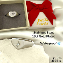 Load image into Gallery viewer, 18ct Gold Plated on Stainless Steel My Shining Star Heart Signet Ring Waterproof