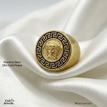 Load image into Gallery viewer, Stainless Steel 316L 18ct Gold Plated Medusa Ring Waterproof