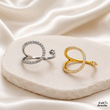 Load image into Gallery viewer, 18ct Gold Plated Stainless Steel  316L Open Halo Adjustable Ring with Inlaid Cubic Zirconia Waterproof