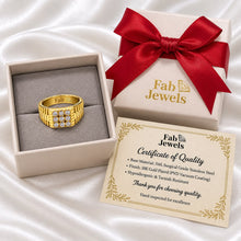 Load image into Gallery viewer, 18ct Gold Plated Stainless Steel 316L Waterproof Luxury Ring with Inlaid Cubic Zirconias