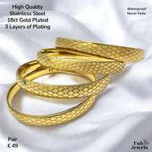 Load image into Gallery viewer, Highest Quality 18ct Gold Plated on Stainless Steel Fili Bangles Snake Effect Set of 2