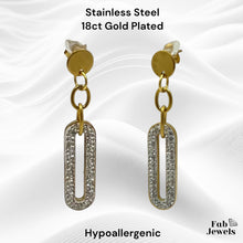 Load image into Gallery viewer, Stainless Steel Dangling Long Hypoallergenic Earrings with Cubic Zirconia