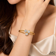 Load image into Gallery viewer, 18ct Gold Plated Stainless Steel 316L Trielle Bangle with Cubic Zirconia