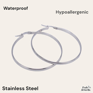 Stainless Steel Hypoallergenic Silver Hoop Loop Earrings