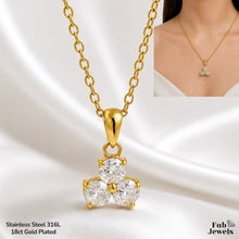 Load image into Gallery viewer, 18ct Gold Plated Stainless Steel   316L Dainty Trielle Pendant with Necklace