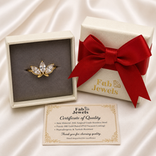 Load image into Gallery viewer, 18ct Gold Plated Stainless Steel  316L Lotus Glow Ring with Marquise Cut ICubic Zirconia Waterproof