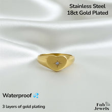 Load image into Gallery viewer, 18ct Gold Plated on Stainless Steel My Shining Star Heart Signet Ring Waterproof