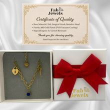 Load image into Gallery viewer, Stainless Steel 18ct Gold Plated Heart Key Charm Bracelet Eternal Bond with Personalised Birthstone