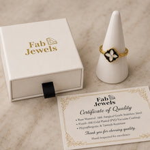 Load image into Gallery viewer, Midnight Bloom Flower Ring 18ct Gold Plated Stainless Steel 316L Waterproof