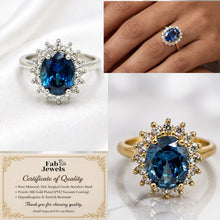 Load image into Gallery viewer, 18ct Gold Plated Stainless Steel Lady D Halo Ring with Inlaid Cubic Zirconia