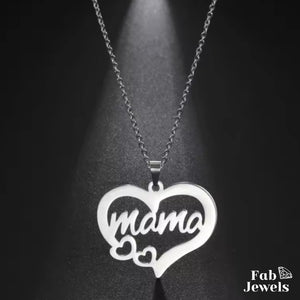 18ct Gold Plated on Stainless Steel Ma Mama Heart Necklace Waterproof