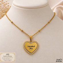 Load image into Gallery viewer, 18ct Gold Plated on Stainless Steel 316L ‘Inhobbok Ma’ or ‘Inhobbok Nanna’ Heart Pendant with Inlaid Cubic Zirconia Necklace Included