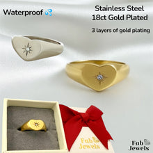 Load image into Gallery viewer, 18ct Gold Plated on Stainless Steel My Shining Star Heart Signet Ring Waterproof