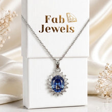 Load image into Gallery viewer, 18ct Gold Plated Stainless Steel Lady D Halo Pendant with Inlaid Cubic Zirconia Necklace