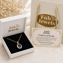 Load image into Gallery viewer, 18ct Gold Plated Stainless Steel Lady D Halo Pendant with Inlaid Cubic Zirconia Necklace