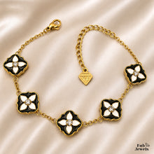 Load image into Gallery viewer, Midnight Bloom Flower Set 18ct Gold Plated Stainless Steel 316L Earrings Bracelet Ring Necklace