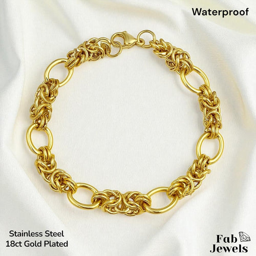Yellow Gold Plated Stainless Steel 316L Bracelet Waterproof
