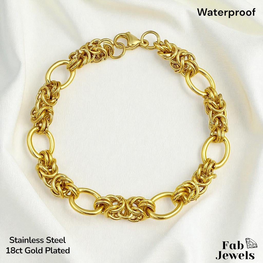 Yellow Gold Plated Stainless Steel 316L Bracelet Waterproof