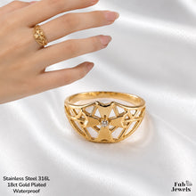 Load image into Gallery viewer, Stainless Steel 316L 18ct Gold Plated Fab Signature Maltese Cross Ring Waterproof