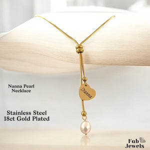 18ct Gold Plated Necklace  with Adjustable Drop Pearl Mum Nanna Pendant