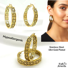 Load image into Gallery viewer, 18ct Gold Plated Maltese Cross Hypoallergenic Hoop Earrings Baroque Collection Waterproof